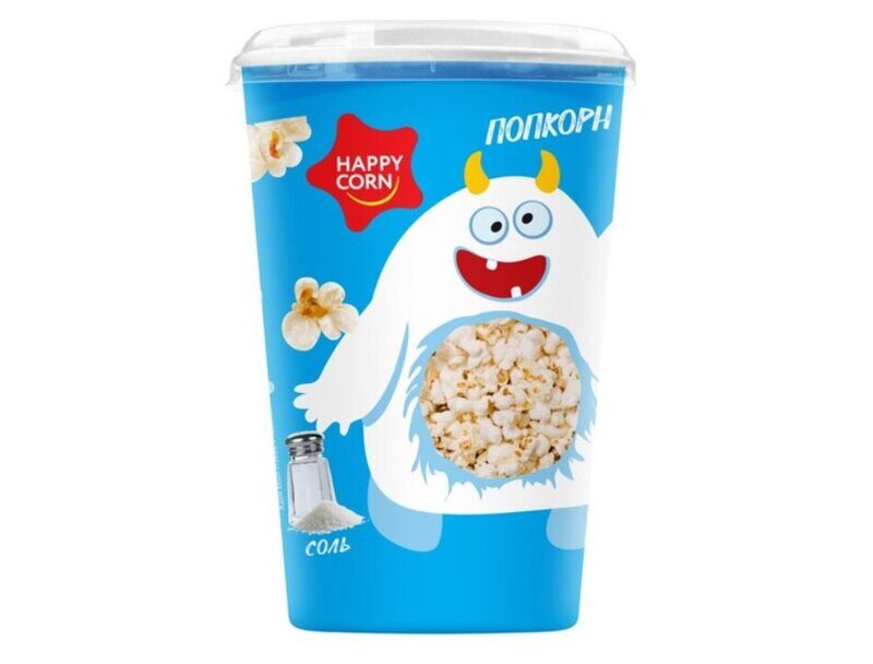 Готовый Попкорн Happy Corn Воздушная Кукуруза в стакане Соль 100г